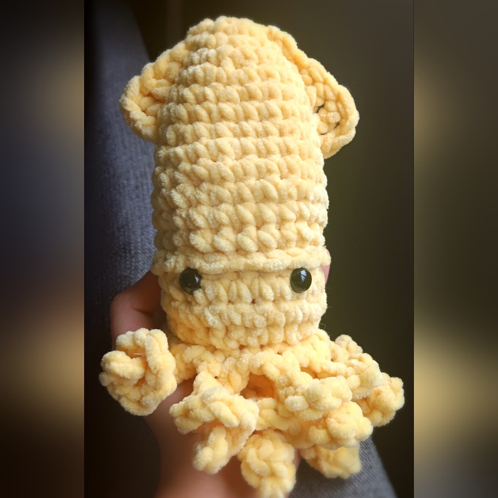 Handmade Crochet Yellow Baby Squid
